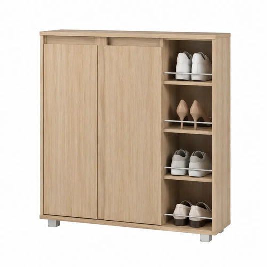 Scarpiera in Legno con Ante Scorrevoli Color Rovere Chiaro