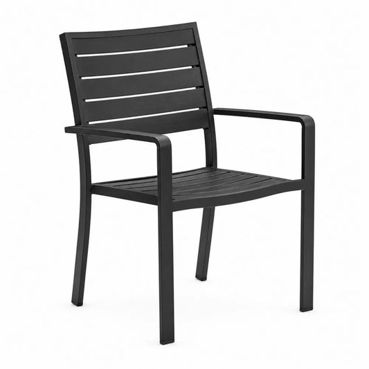 Sedia da esterno in metallo nero con seduta in plastica 55x57x82 cm