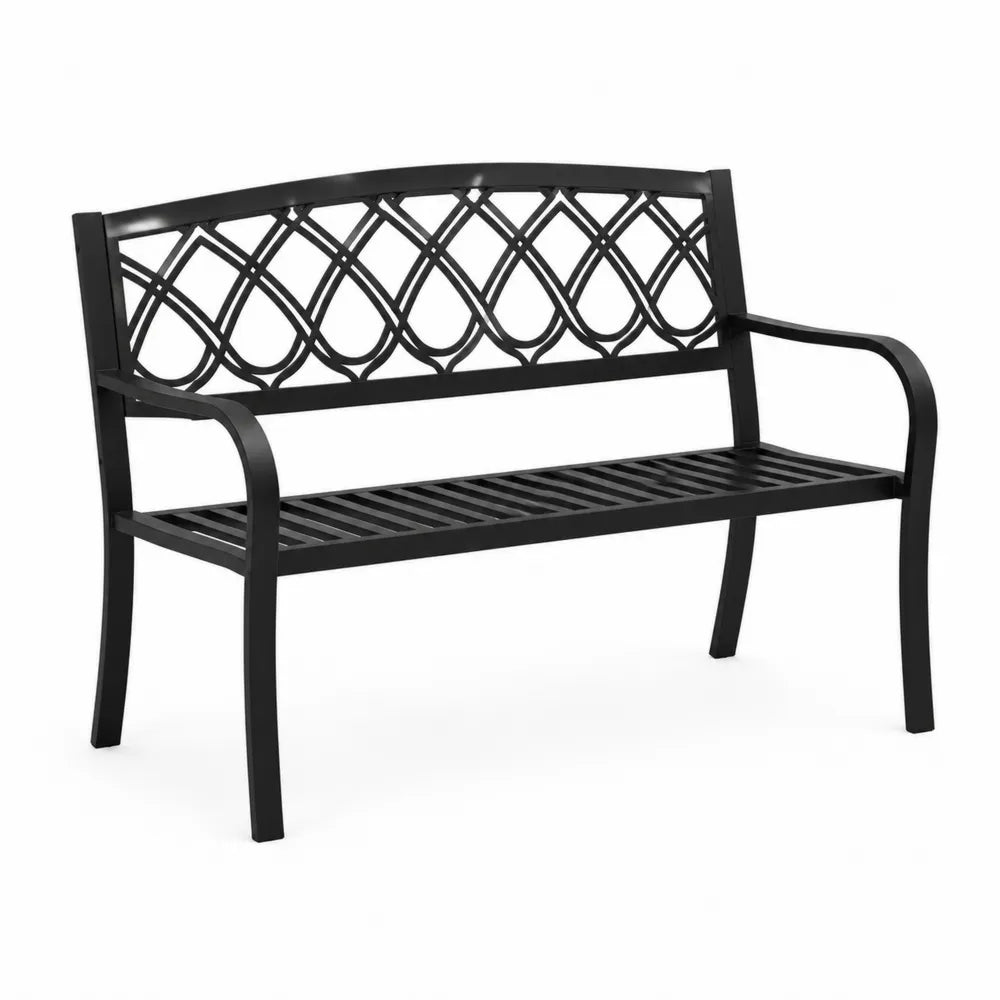 Panchina da giardino in metallo nero 127 cm