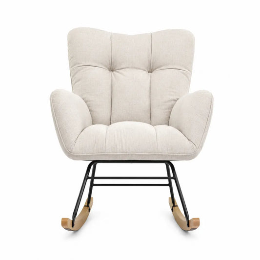 Sedia a dondolo in tessuto poliestere e metallo beige